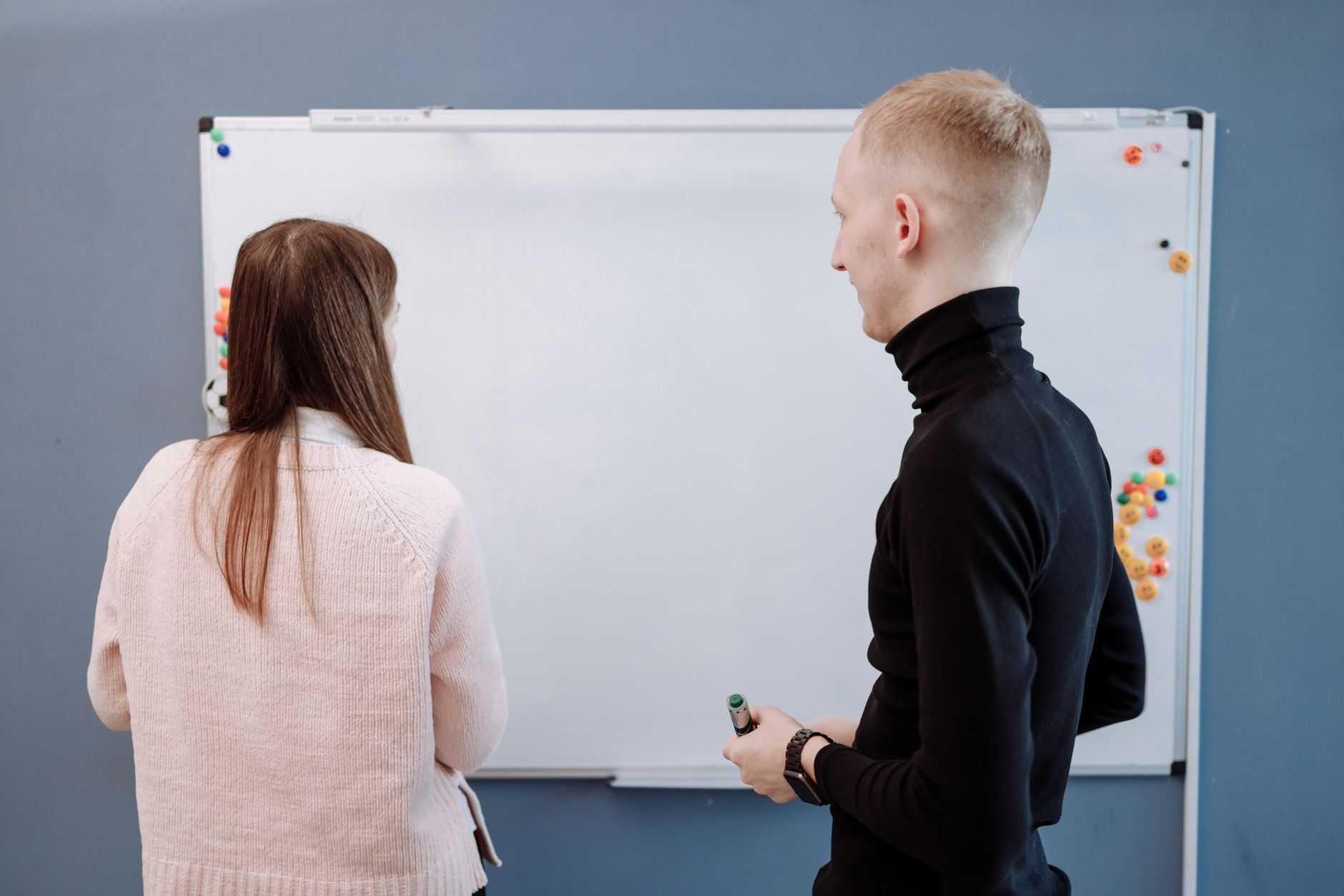 Students collaborating in modern technical conference room